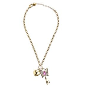 NWT Betsey Johnson Boho Butterfly Key Charm Pendant Necklace